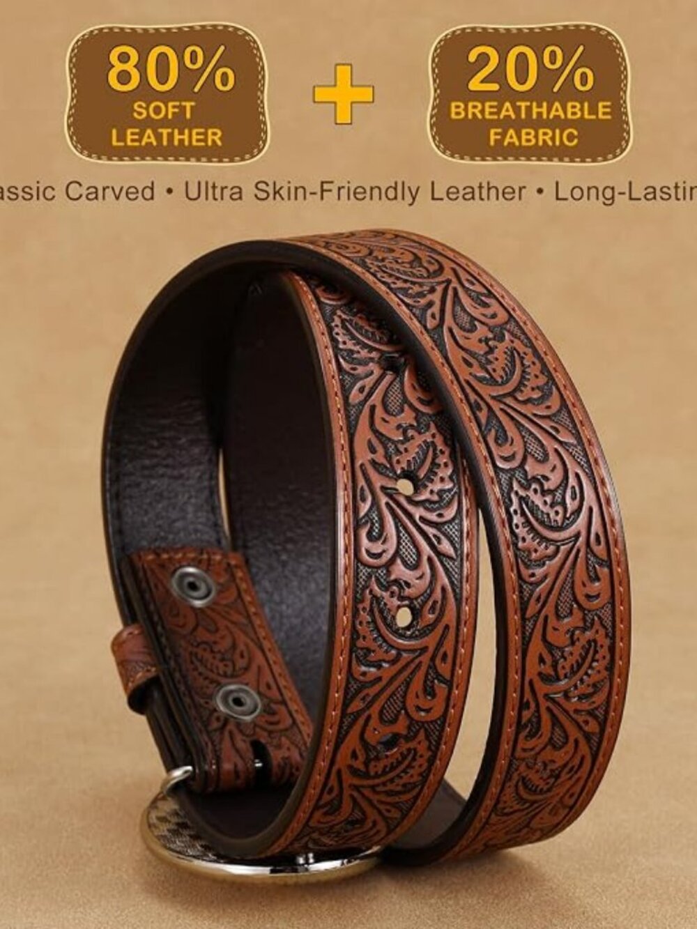 Kid Western Belt for Boys Girls Toddlers Cowboy Leather Belts for Waist 21" - D
